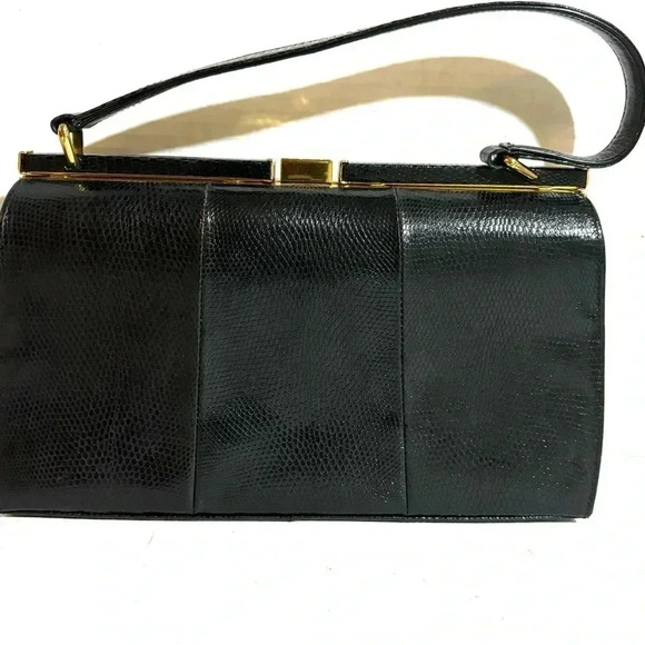 Mappin & wabb black vintage Lizard leather handle bag - Picture 3 of 7